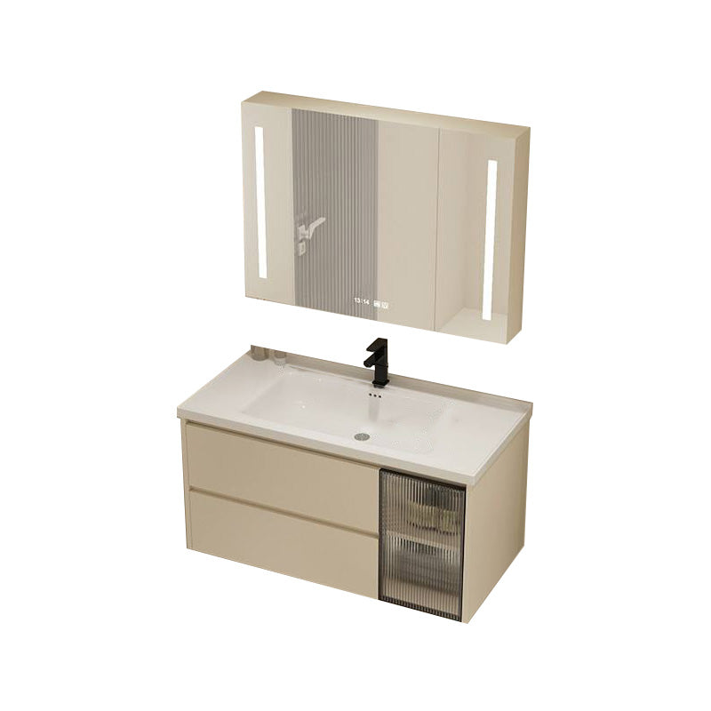 Modern Bathroom Sink Vanity Ceramic Top Wall Mount with Soft Close Door Vanity & Faucet & Mirror Cabinet 36"L x 20"W x 20"H Smart Control Included Clearhalo 'Bathroom Remodel & Bathroom Fixtures' 'Bathroom Vanities' 'bathroom_vanities' 'Home Improvement' 'home_improvement' 'home_improvement_bathroom_vanities' 8117958