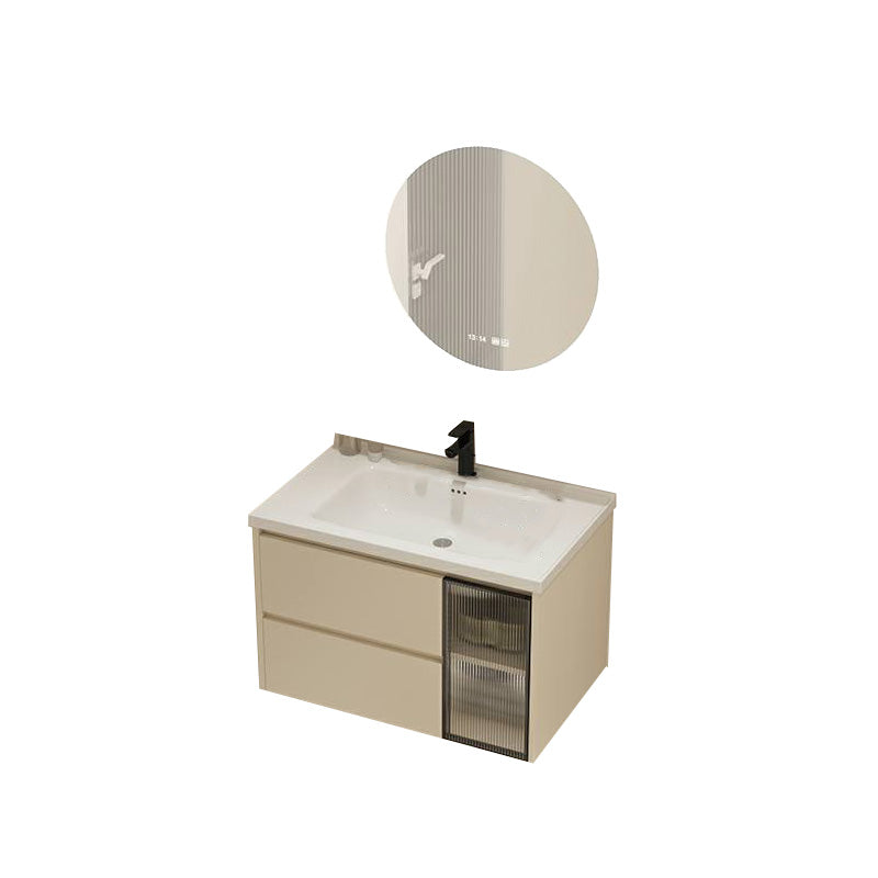 Modern Bathroom Sink Vanity Ceramic Top Wall Mount with Soft Close Door Vanity & Faucet & Mirrors 32"L x 20"W x 20"H Smart Control Included Clearhalo 'Bathroom Remodel & Bathroom Fixtures' 'Bathroom Vanities' 'bathroom_vanities' 'Home Improvement' 'home_improvement' 'home_improvement_bathroom_vanities' 8117964