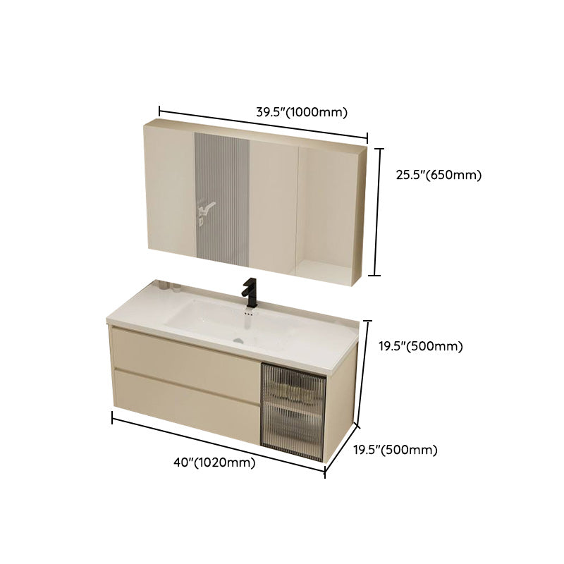 Modern Bathroom Sink Vanity Ceramic Top Wall Mount with Soft Close Door Clearhalo 'Bathroom Remodel & Bathroom Fixtures' 'Bathroom Vanities' 'bathroom_vanities' 'Home Improvement' 'home_improvement' 'home_improvement_bathroom_vanities' 8117989