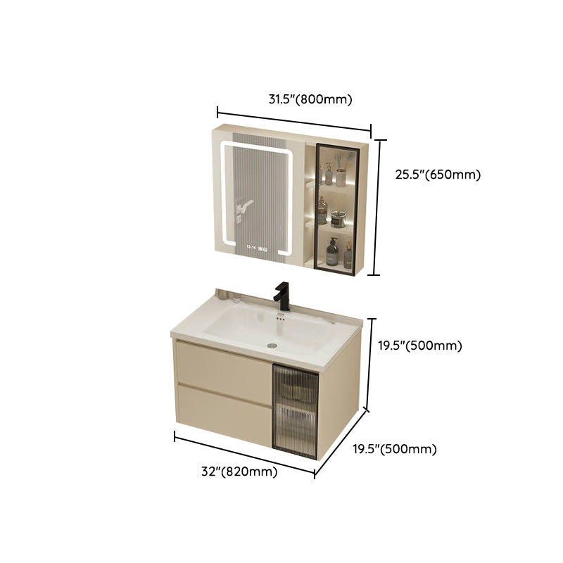 Modern Bathroom Sink Vanity Ceramic Top Wall Mount with Soft Close Door Clearhalo 'Bathroom Remodel & Bathroom Fixtures' 'Bathroom Vanities' 'bathroom_vanities' 'Home Improvement' 'home_improvement' 'home_improvement_bathroom_vanities' 8117992