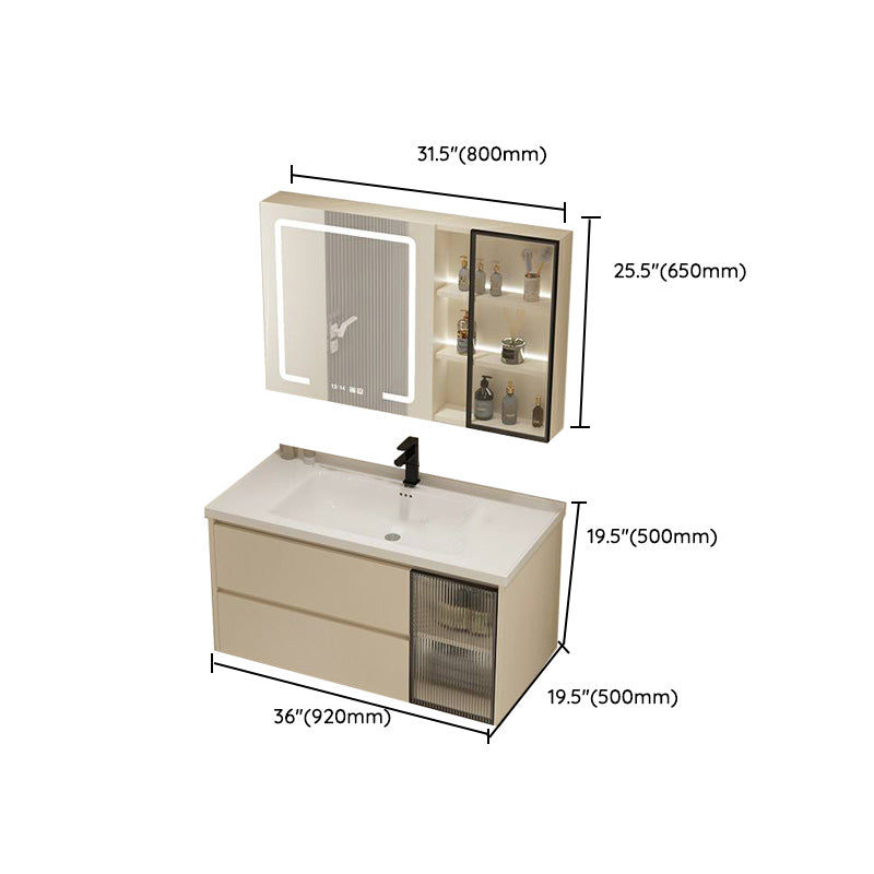 Modern Bathroom Sink Vanity Ceramic Top Wall Mount with Soft Close Door Clearhalo 'Bathroom Remodel & Bathroom Fixtures' 'Bathroom Vanities' 'bathroom_vanities' 'Home Improvement' 'home_improvement' 'home_improvement_bathroom_vanities' 8117993