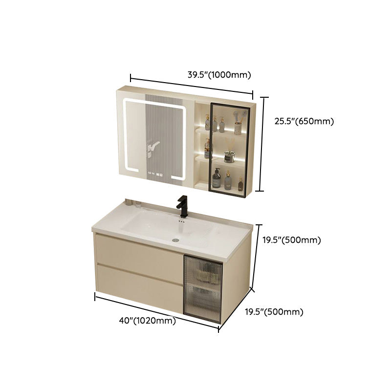 Modern Bathroom Sink Vanity Ceramic Top Wall Mount with Soft Close Door Clearhalo 'Bathroom Remodel & Bathroom Fixtures' 'Bathroom Vanities' 'bathroom_vanities' 'Home Improvement' 'home_improvement' 'home_improvement_bathroom_vanities' 8117994