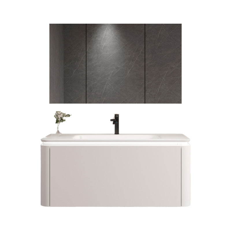 Wall Mounted Bathroom Vanity Mirror Drawer Single Sink Wood Rectangular in White Clearhalo 'Bathroom Remodel & Bathroom Fixtures' 'Bathroom Vanities' 'bathroom_vanities' 'Home Improvement' 'home_improvement' 'home_improvement_bathroom_vanities' 8118005