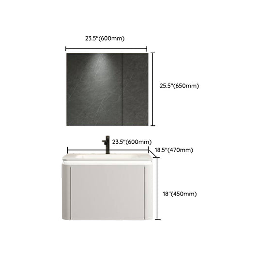 Wall Mounted Bathroom Vanity Mirror Drawer Single Sink Wood Rectangular in White Clearhalo 'Bathroom Remodel & Bathroom Fixtures' 'Bathroom Vanities' 'bathroom_vanities' 'Home Improvement' 'home_improvement' 'home_improvement_bathroom_vanities' 8118041