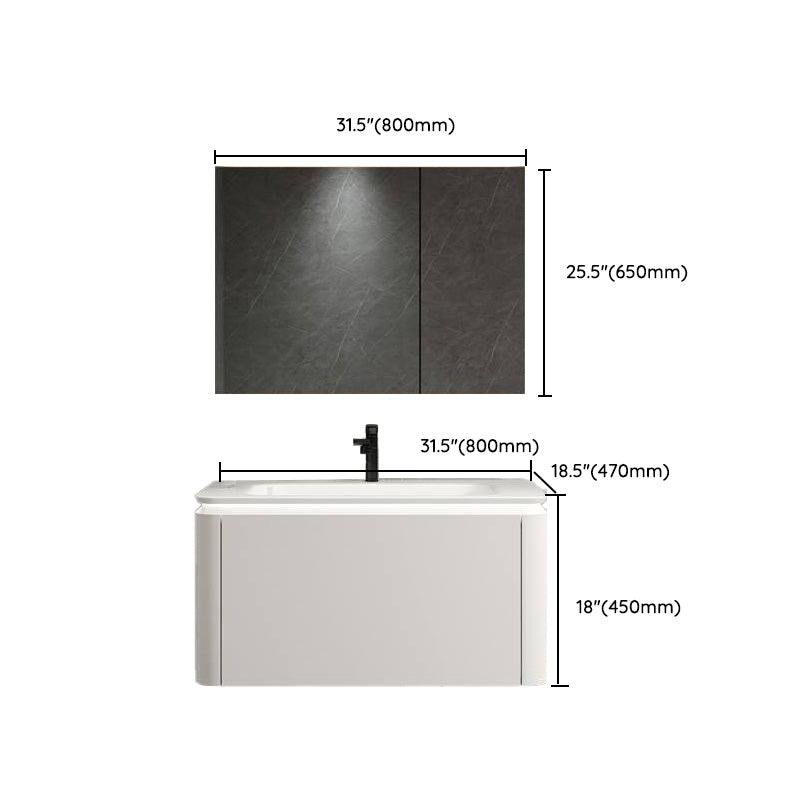 Wall Mounted Bathroom Vanity Mirror Drawer Single Sink Wood Rectangular in White Clearhalo 'Bathroom Remodel & Bathroom Fixtures' 'Bathroom Vanities' 'bathroom_vanities' 'Home Improvement' 'home_improvement' 'home_improvement_bathroom_vanities' 8118043