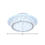 Drum Clear Crystal Flush Mount Lighting Simple 5 Lights Corridor Ceiling Flush with White Acrylic Shade Clearhalo 'Ceiling Lights' 'Close To Ceiling Lights' 'Close to ceiling' 'Flush mount' Lighting' 812116