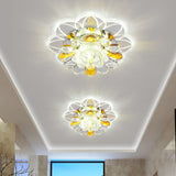 LED Flush Mount Ceiling Light Minimalist Porch Flushmount with Petal Clear Crystal Shade in Warm/White/Multi Color Light Clear Clearhalo 'Ceiling Lights' 'Close To Ceiling Lights' 'Close to ceiling' 'Flush mount' Lighting' 812126