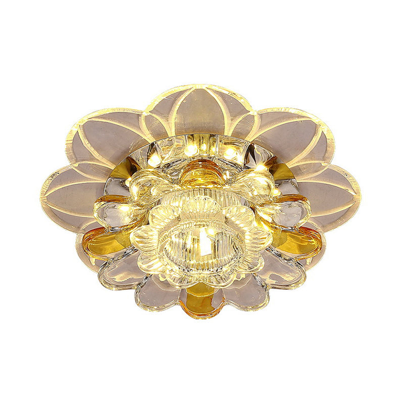 LED Flush Mount Ceiling Light Minimalist Porch Flushmount with Petal Clear Crystal Shade in Warm/White/Multi Color Light Clearhalo 'Ceiling Lights' 'Close To Ceiling Lights' 'Close to ceiling' 'Flush mount' Lighting' 812128