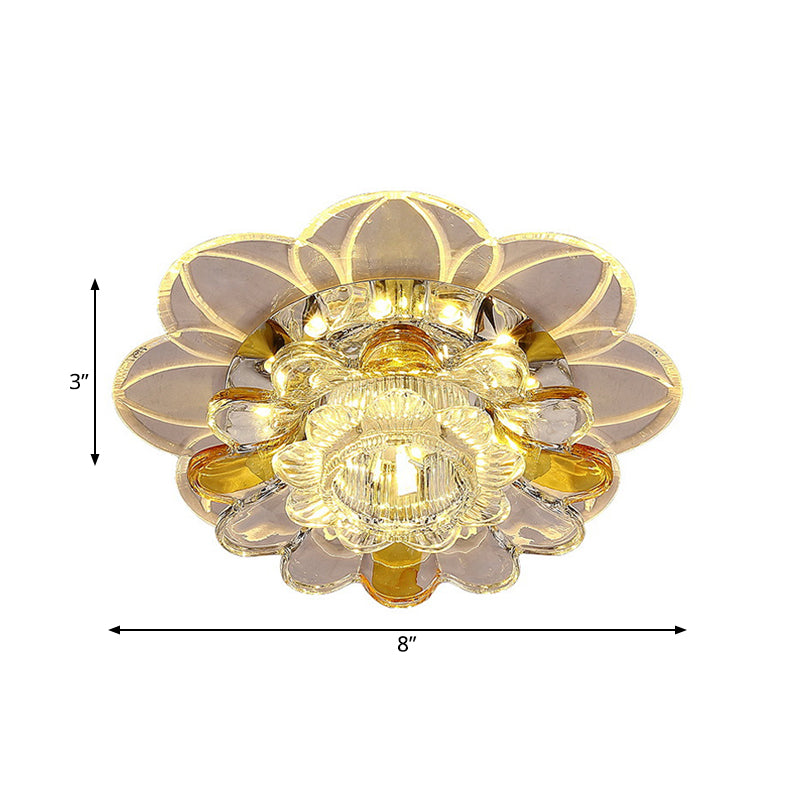 LED Flush Mount Ceiling Light Minimalist Porch Flushmount with Petal Clear Crystal Shade in Warm/White/Multi Color Light Clearhalo 'Ceiling Lights' 'Close To Ceiling Lights' 'Close to ceiling' 'Flush mount' Lighting' 812129