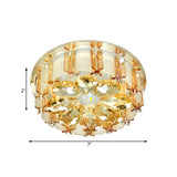 Amber Crystal Flower Flush Light Contemporary LED Hallway Ceiling Flush Mount with Drum Shade Clearhalo 'Ceiling Lights' 'Close To Ceiling Lights' 'Close to ceiling' 'Flush mount' Lighting' 812141