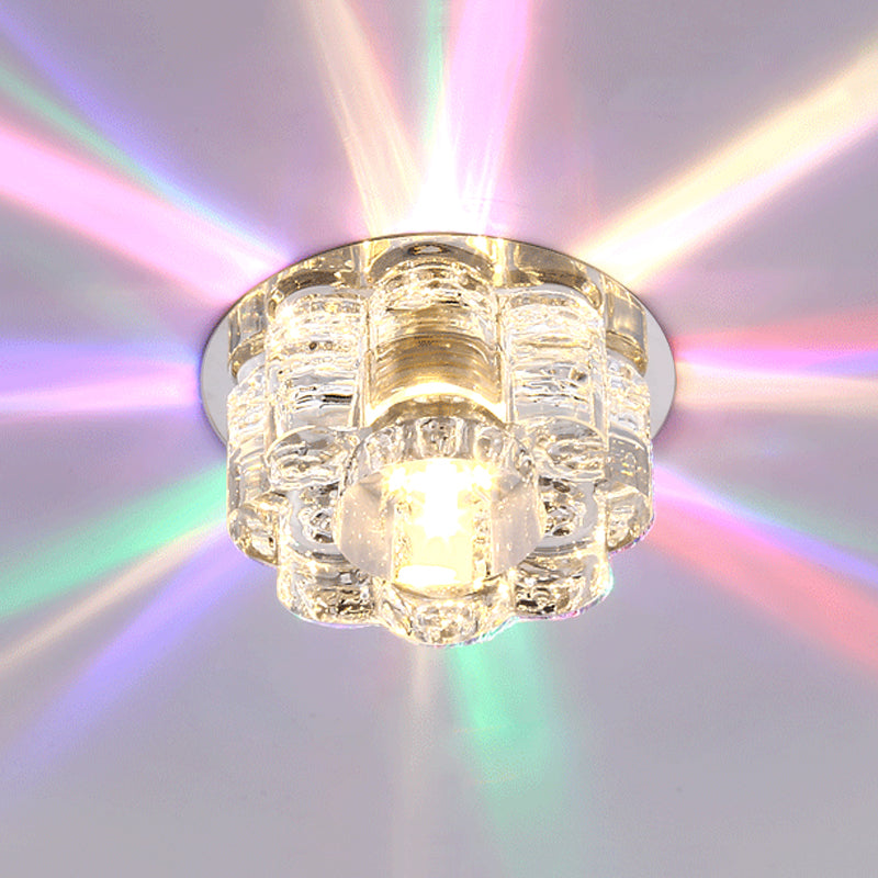 LED Blossom Flush Mount Light Fixture Simple Clear K9 Crystal Ceiling Lamp for Living Room in Multi Color Light Clearhalo 'Ceiling Lights' 'Close To Ceiling Lights' 'Close to ceiling' 'Flush mount' Lighting' 812144