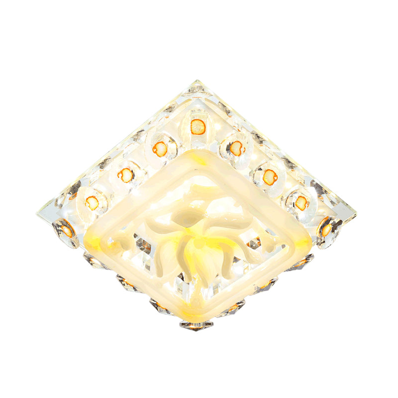 LED Flushmount Light Contemporary Loving Heart Clear Crystal Ceiling Mount in Yellow with Resin Floral Deco, Warm/White Light Clearhalo 'Ceiling Lights' 'Close To Ceiling Lights' 'Close to ceiling' 'Flush mount' Lighting' 812151