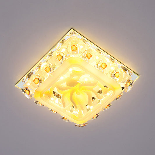 LED Flushmount Light Contemporary Loving Heart Clear Crystal Ceiling Mount in Yellow with Resin Floral Deco, Warm/White Light Clearhalo 'Ceiling Lights' 'Close To Ceiling Lights' 'Close to ceiling' 'Flush mount' Lighting' 812152