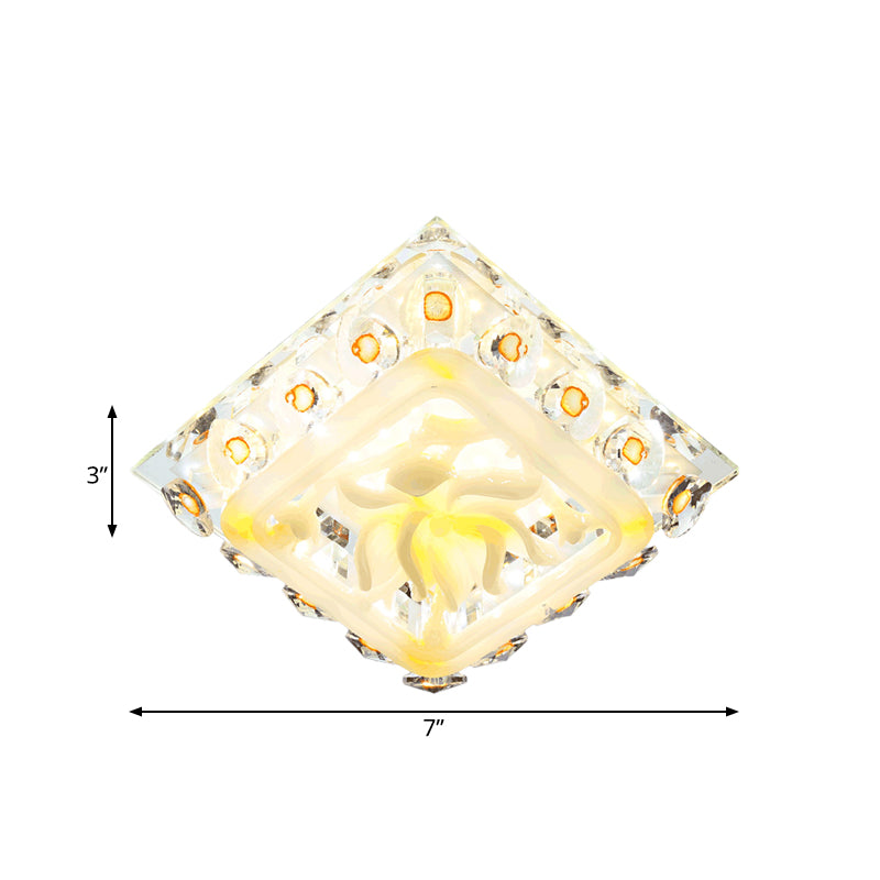 LED Flushmount Light Contemporary Loving Heart Clear Crystal Ceiling Mount in Yellow with Resin Floral Deco, Warm/White Light Clearhalo 'Ceiling Lights' 'Close To Ceiling Lights' 'Close to ceiling' 'Flush mount' Lighting' 812153