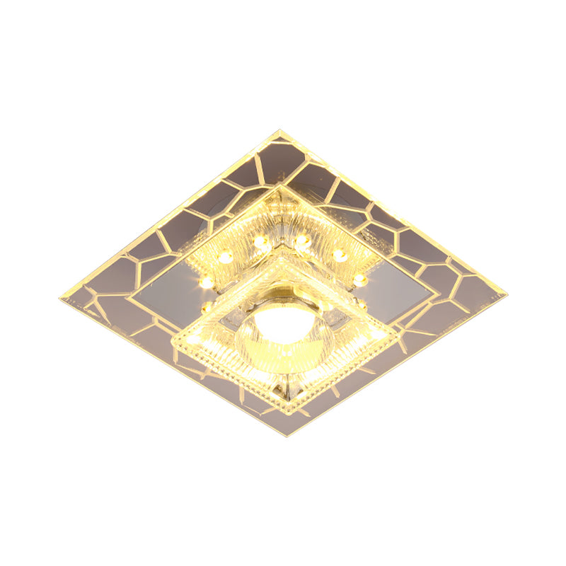 White Square Flushmount Ceiling Fixture Modernism Clear Prism Crystal LED Corridor Flush Light Clearhalo 'Ceiling Lights' 'Close To Ceiling Lights' 'Close to ceiling' 'Flush mount' Lighting' 812155