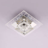 White Square Flushmount Ceiling Fixture Modernism Clear Prism Crystal LED Corridor Flush Light Clearhalo 'Ceiling Lights' 'Close To Ceiling Lights' 'Close to ceiling' 'Flush mount' Lighting' 812156