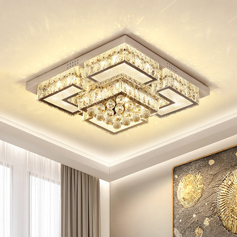 LED Faceted Crystal Flush Ceiling Light Fixture Modern Chrome Crystal Orb Bedroom Flush Mount Chrome Clearhalo 'Ceiling Lights' 'Close To Ceiling Lights' 'Close to ceiling' 'Flush mount' Lighting' 812162