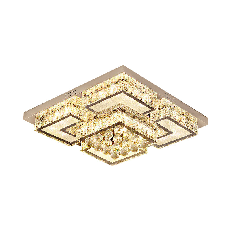 LED Faceted Crystal Flush Ceiling Light Fixture Modern Chrome Crystal Orb Bedroom Flush Mount Clearhalo 'Ceiling Lights' 'Close To Ceiling Lights' 'Close to ceiling' 'Flush mount' Lighting' 812163