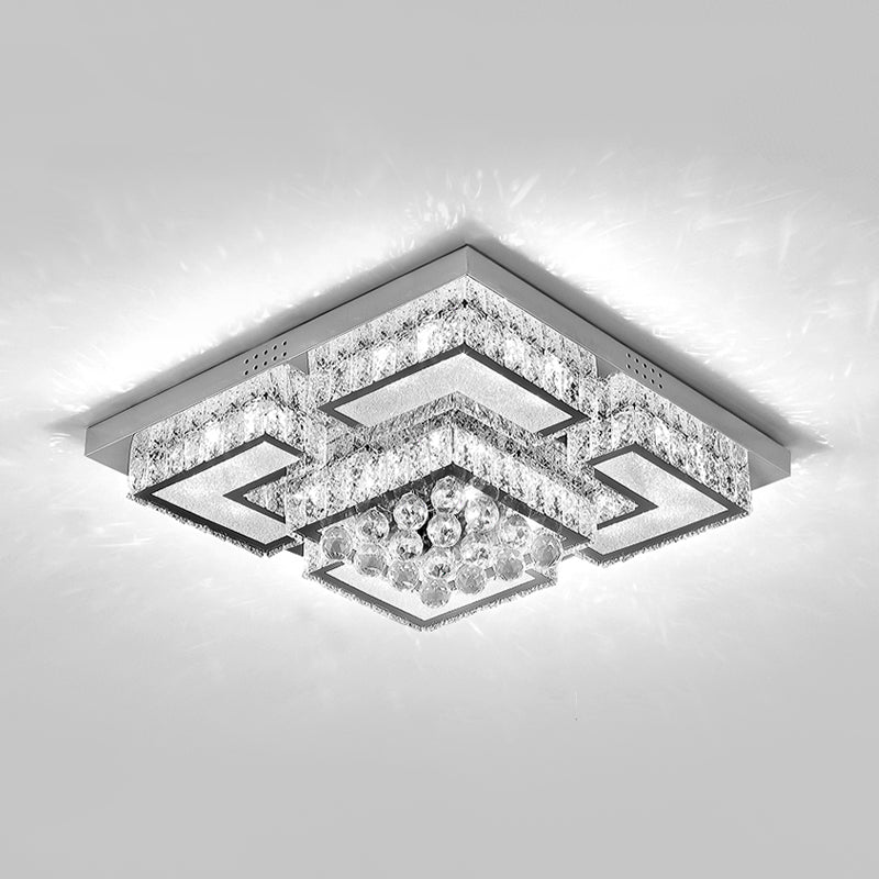 LED Faceted Crystal Flush Ceiling Light Fixture Modern Chrome Crystal Orb Bedroom Flush Mount Clearhalo 'Ceiling Lights' 'Close To Ceiling Lights' 'Close to ceiling' 'Flush mount' Lighting' 812164