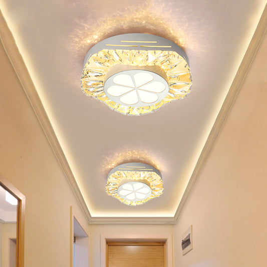 LED Bloom Acrylic Flush Mounted Ceiling Light Contemporary White Finish Clear Crystal Flushmount White Clearhalo 'Ceiling Lights' 'Close To Ceiling Lights' 'Close to ceiling' 'Flush mount' Lighting' 812178