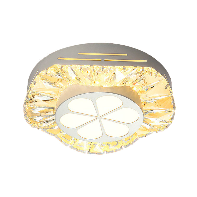 LED Bloom Acrylic Flush Mounted Ceiling Light Contemporary White Finish Clear Crystal Flushmount Clearhalo 'Ceiling Lights' 'Close To Ceiling Lights' 'Close to ceiling' 'Flush mount' Lighting' 812179