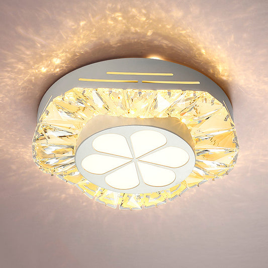 LED Bloom Acrylic Flush Mounted Ceiling Light Contemporary White Finish Clear Crystal Flushmount Clearhalo 'Ceiling Lights' 'Close To Ceiling Lights' 'Close to ceiling' 'Flush mount' Lighting' 812180