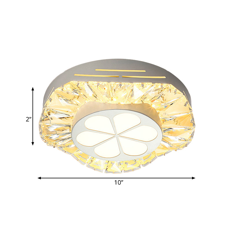 LED Bloom Acrylic Flush Mounted Ceiling Light Contemporary White Finish Clear Crystal Flushmount Clearhalo 'Ceiling Lights' 'Close To Ceiling Lights' 'Close to ceiling' 'Flush mount' Lighting' 812181