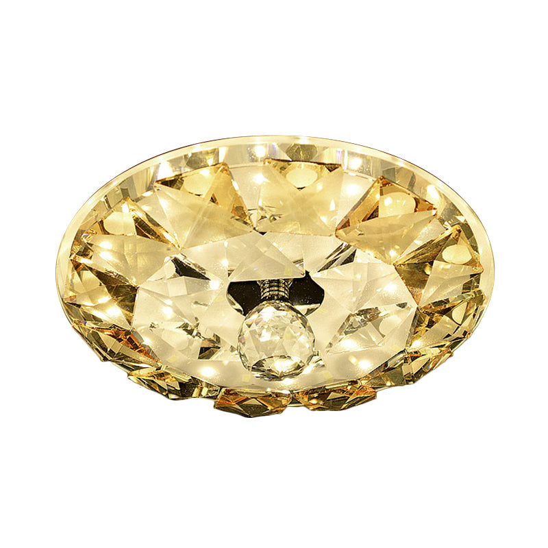 LED Flushmount Ceiling Lamp Simple Style Round Faceted Crystal Flush Mount Light in Yellow, Warm/White Light Clearhalo 'Ceiling Lights' 'Close To Ceiling Lights' 'Close to ceiling' 'Flush mount' Lighting' 812187