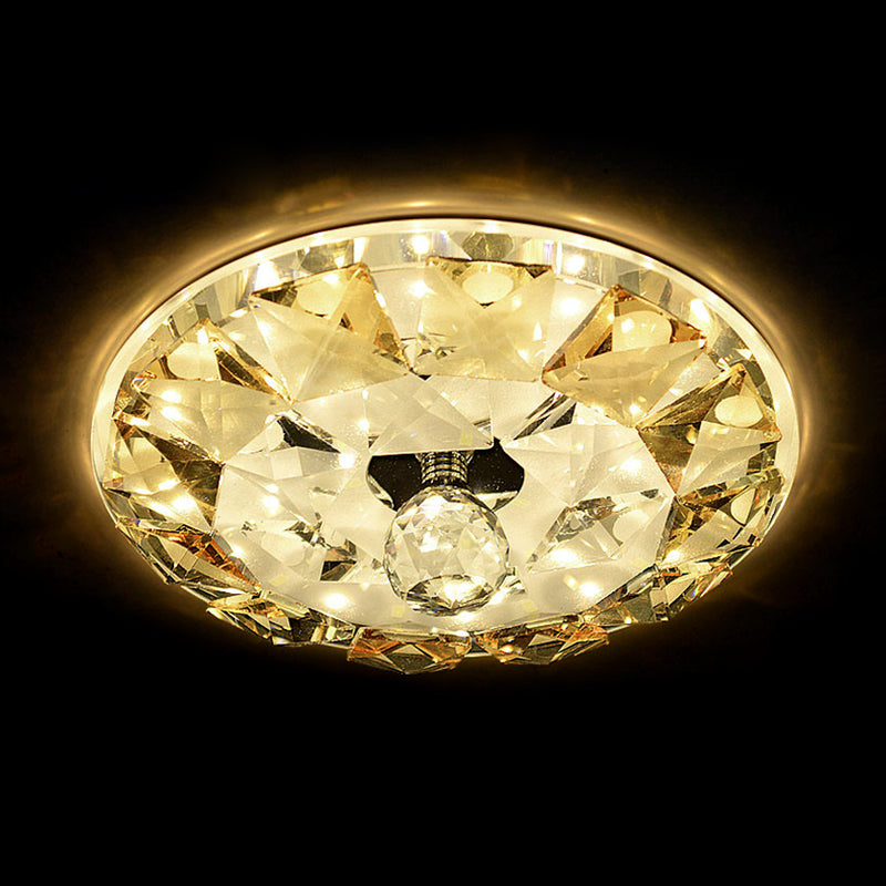 LED Flushmount Ceiling Lamp Simple Style Round Faceted Crystal Flush Mount Light in Yellow, Warm/White Light Clearhalo 'Ceiling Lights' 'Close To Ceiling Lights' 'Close to ceiling' 'Flush mount' Lighting' 812188