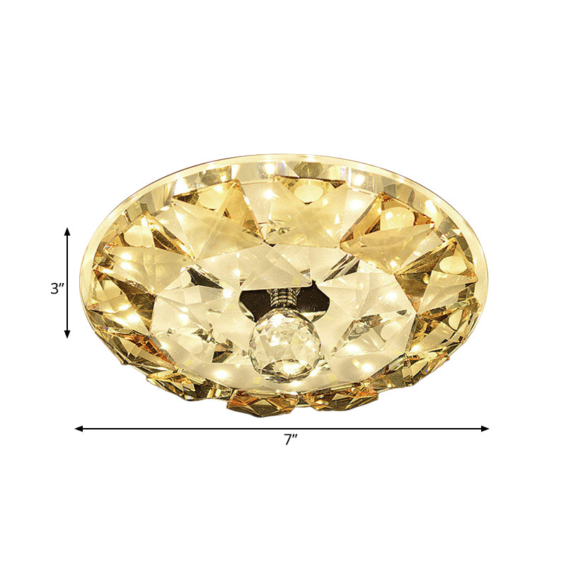 LED Flushmount Ceiling Lamp Simple Style Round Faceted Crystal Flush Mount Light in Yellow, Warm/White Light Clearhalo 'Ceiling Lights' 'Close To Ceiling Lights' 'Close to ceiling' 'Flush mount' Lighting' 812189