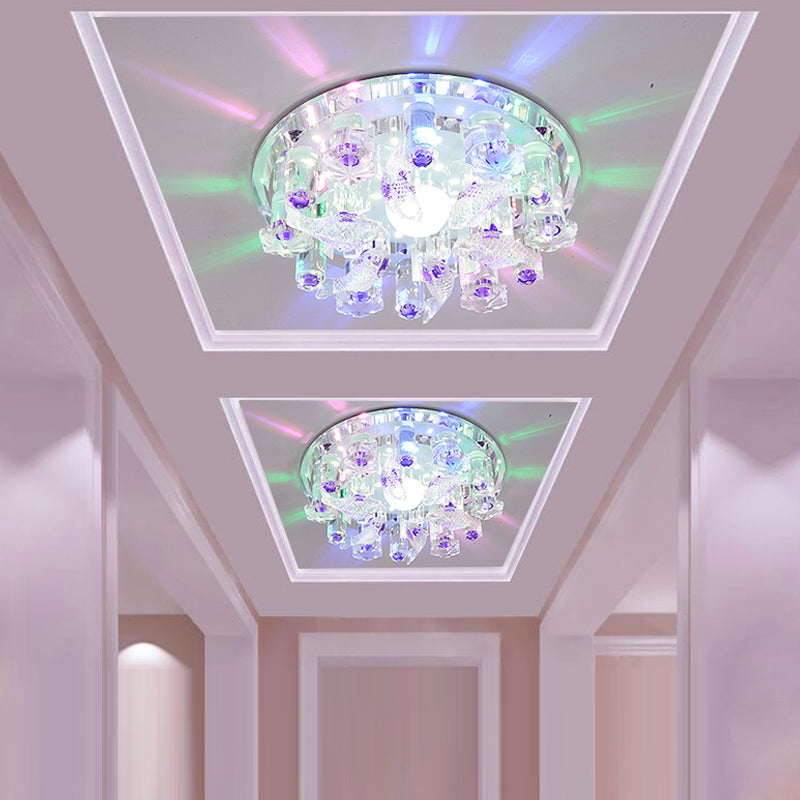 Fish Bedroom Flush Mount Ceiling Light Contemporary Clear Faceted Crystal LED Flushmount Clear Clearhalo 'Ceiling Lights' 'Close To Ceiling Lights' 'Close to ceiling' 'Flush mount' Lighting' 812194