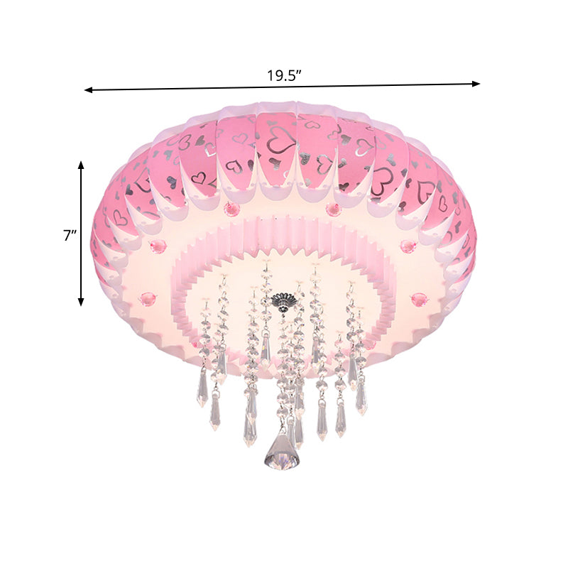 LED Clear Crystal Flush Mount Modernism Pink Finish Drum Shade Living Room Ceiling Flush Clearhalo 'Ceiling Lights' 'Close To Ceiling Lights' 'Close to ceiling' 'Flush mount' Lighting' 812201