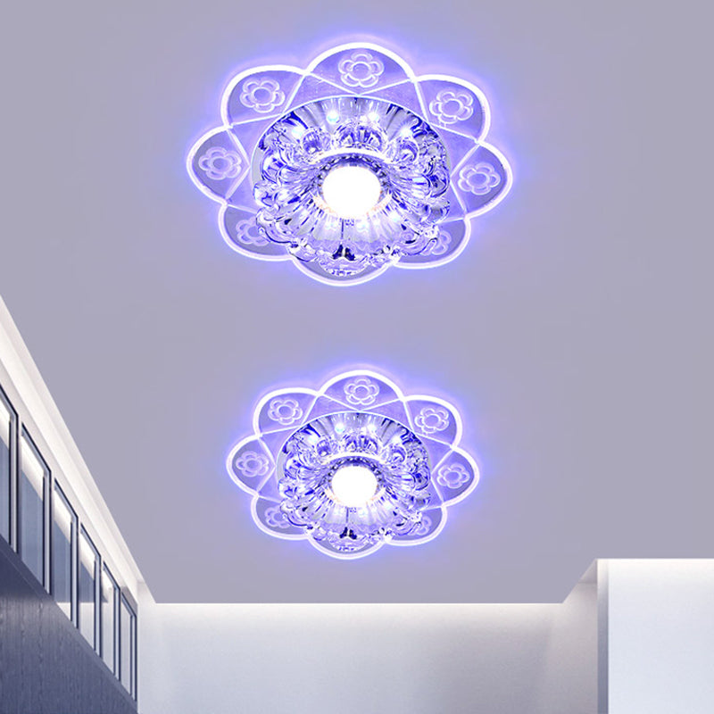 LED Ceiling Mounted Fixture Simplicity Corridor Flush Light with Bloom Clear Crystal Shade in Warm/Blue/Pink Light Clear Clearhalo 'Ceiling Lights' 'Close To Ceiling Lights' 'Close to ceiling' 'Flush mount' Lighting' 812206