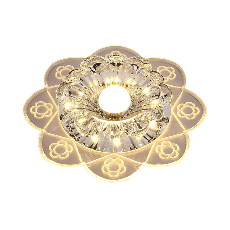 LED Ceiling Mounted Fixture Simplicity Corridor Flush Light with Bloom Clear Crystal Shade in Warm/Blue/Pink Light Clear Warm Clearhalo 'Ceiling Lights' 'Close To Ceiling Lights' 'Close to ceiling' 'Flush mount' Lighting' 812208