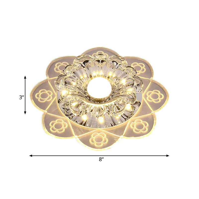 LED Ceiling Mounted Fixture Simplicity Corridor Flush Light with Bloom Clear Crystal Shade in Warm/Blue/Pink Light Clearhalo 'Ceiling Lights' 'Close To Ceiling Lights' 'Close to ceiling' 'Flush mount' Lighting' 812209