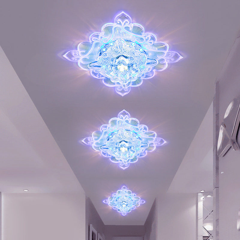 Clear Beveled Crystal Ceiling Lighting Floral LED Contemporary Style Flush Mount in Multi Color/White/Warm Light Clearhalo 'Ceiling Lights' 'Close To Ceiling Lights' 'Close to ceiling' 'Flush mount' Lighting' 812211