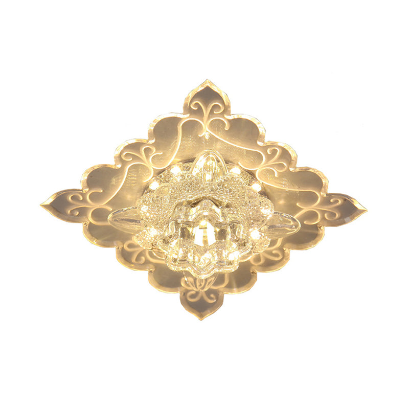 Clear Beveled Crystal Ceiling Lighting Floral LED Contemporary Style Flush Mount in Multi Color/White/Warm Light Clearhalo 'Ceiling Lights' 'Close To Ceiling Lights' 'Close to ceiling' 'Flush mount' Lighting' 812212