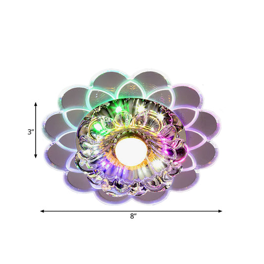 Clear Crystal Flower Flush Mount Lighting Fixture Simple LED Corridor Ceiling Flush in Warm/Multi Color Light Clearhalo 'Ceiling Lights' 'Close To Ceiling Lights' 'Close to ceiling' 'Flush mount' Lighting' 812221