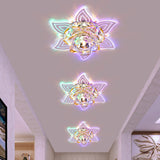 LED Flushmount Simplicity Bedroom Ceiling Lamp with Flower Crystal Shade in Yellow, Warm/White/Multi Color Light Yellow Clearhalo 'Ceiling Lights' 'Close To Ceiling Lights' 'Close to ceiling' 'Flush mount' Lighting' 812238