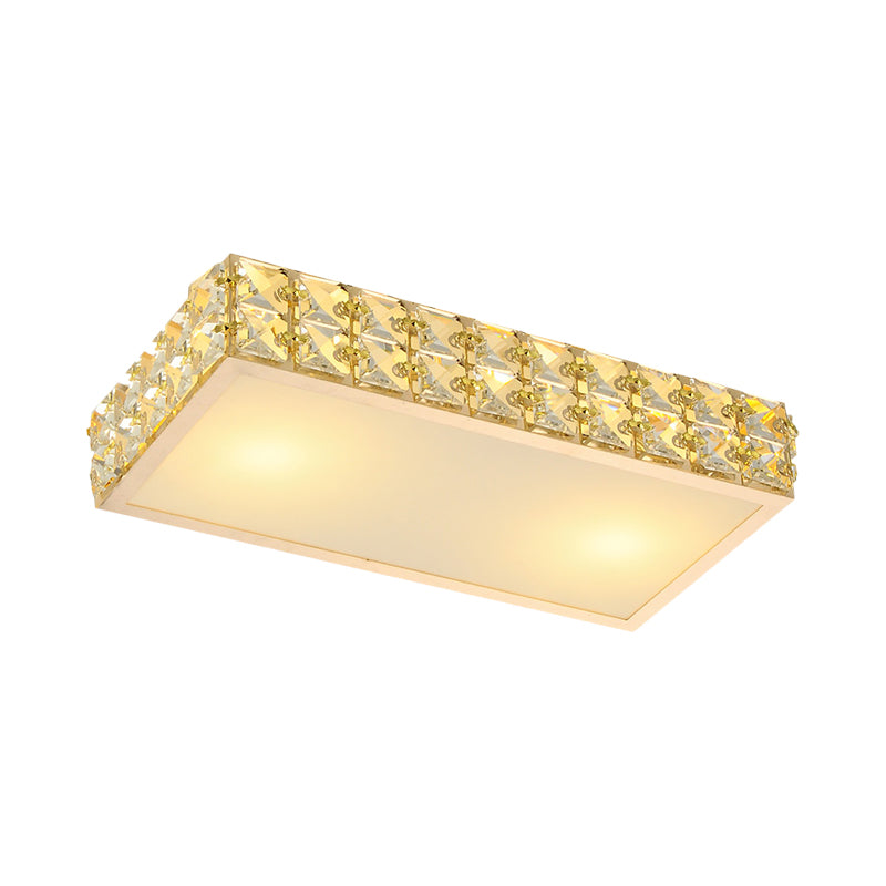 K9 Crystal White/Gold Ceiling Mount Rectangle LED Simplicity Style Flush Light for Corridor with Acrylic Shade Clearhalo 'Ceiling Lights' 'Close To Ceiling Lights' 'Close to ceiling' 'Flush mount' Lighting' 812244