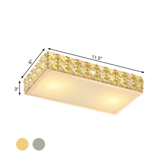 K9 Crystal White/Gold Ceiling Mount Rectangle LED Simplicity Style Flush Light for Corridor with Acrylic Shade Clearhalo 'Ceiling Lights' 'Close To Ceiling Lights' 'Close to ceiling' 'Flush mount' Lighting' 812245