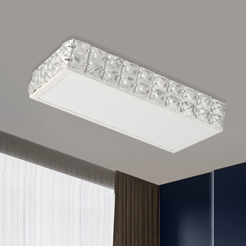 K9 Crystal White/Gold Ceiling Mount Rectangle LED Simplicity Style Flush Light for Corridor with Acrylic Shade White Clearhalo 'Ceiling Lights' 'Close To Ceiling Lights' 'Close to ceiling' 'Flush mount' Lighting' 812246