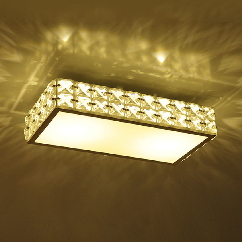 K9 Crystal White/Gold Ceiling Mount Rectangle LED Simplicity Style Flush Light for Corridor with Acrylic Shade Clearhalo 'Ceiling Lights' 'Close To Ceiling Lights' 'Close to ceiling' 'Flush mount' Lighting' 812249