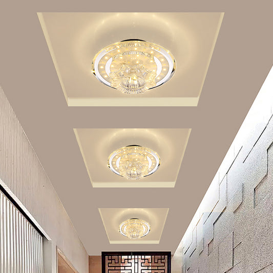 Minimal Petal Flush Light Fixture LED Clear Prismatic Crystal Close to Ceiling Lighting in Warm/White Light Clear Clearhalo 'Ceiling Lights' 'Close To Ceiling Lights' 'Close to ceiling' 'Flush mount' Lighting' 812250