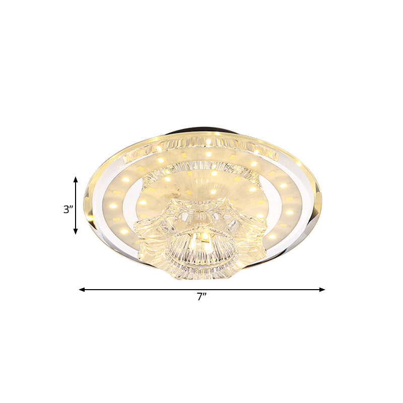 Minimal Petal Flush Light Fixture LED Clear Prismatic Crystal Close to Ceiling Lighting in Warm/White Light Clearhalo 'Ceiling Lights' 'Close To Ceiling Lights' 'Close to ceiling' 'Flush mount' Lighting' 812253