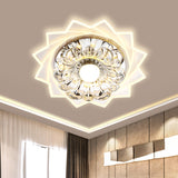 Clear K9 Crystal Flower Flushmount Light Modernist LED Corridor Ceiling Flush Mount in Warm/White Light Clear Clearhalo 'Ceiling Lights' 'Close To Ceiling Lights' 'Close to ceiling' 'Flush mount' Lighting' 812254