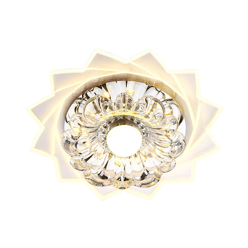 Clear K9 Crystal Flower Flushmount Light Modernist LED Corridor Ceiling Flush Mount in Warm/White Light Clearhalo 'Ceiling Lights' 'Close To Ceiling Lights' 'Close to ceiling' 'Flush mount' Lighting' 812256