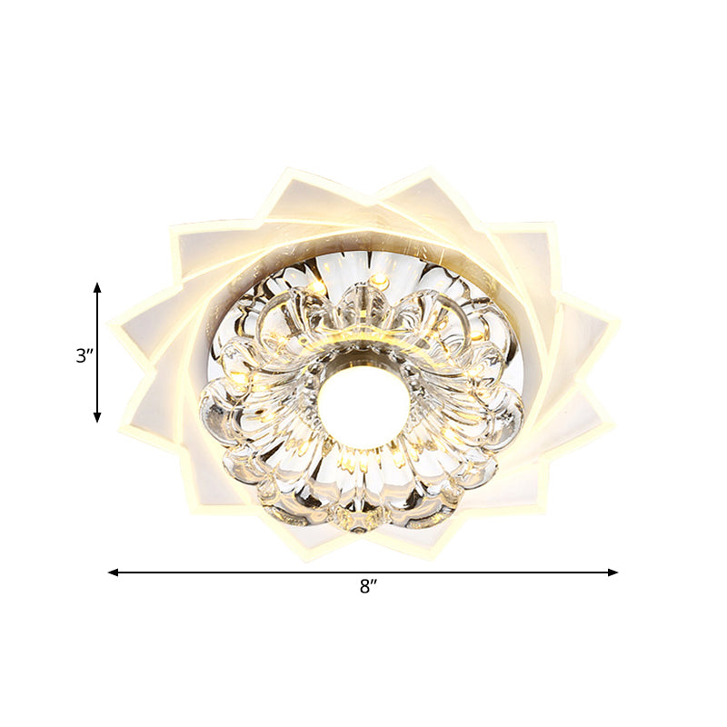 Clear K9 Crystal Flower Flushmount Light Modernist LED Corridor Ceiling Flush Mount in Warm/White Light Clearhalo 'Ceiling Lights' 'Close To Ceiling Lights' 'Close to ceiling' 'Flush mount' Lighting' 812257