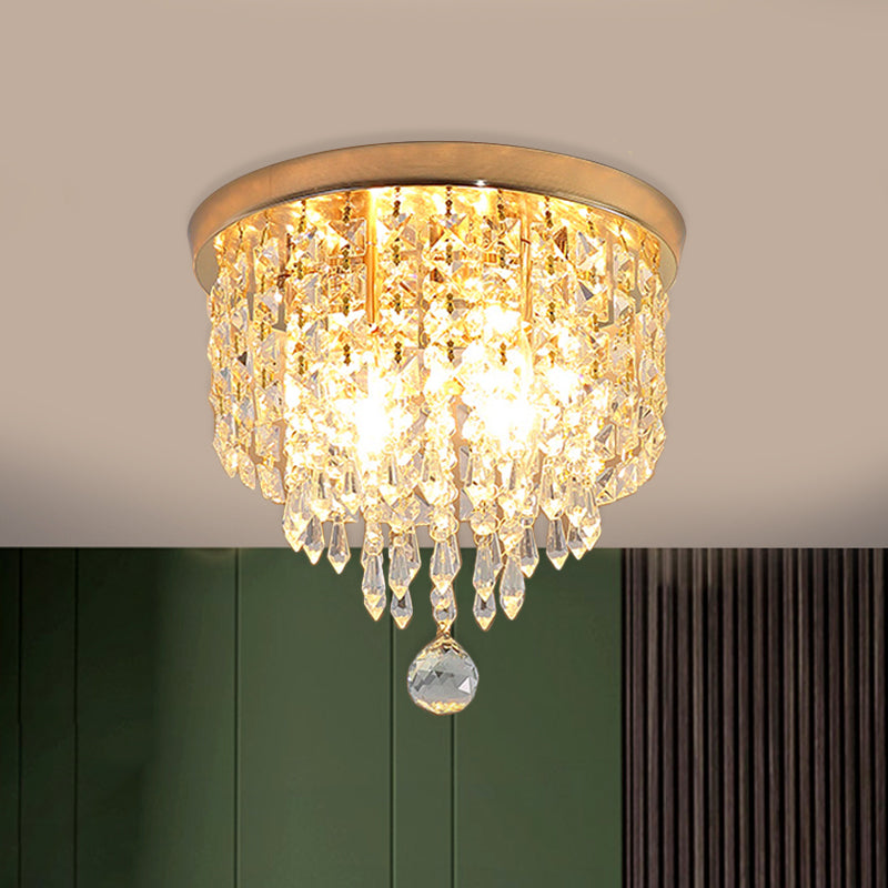 Crystal Strand Waterfall Flushmount Contemporary 8"/10" Wide 2-Light Hallway Ceiling Light Fixture Clear Clearhalo 'Ceiling Lights' 'Close To Ceiling Lights' 'Close to ceiling' 'Flush mount' Lighting' 812279