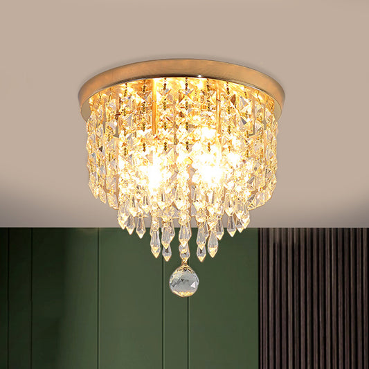 Crystal Strand Waterfall Flushmount Contemporary 8"/10" Wide 2-Light Hallway Ceiling Light Fixture Clear Clearhalo 'Ceiling Lights' 'Close To Ceiling Lights' 'Close to ceiling' 'Flush mount' Lighting' 812279